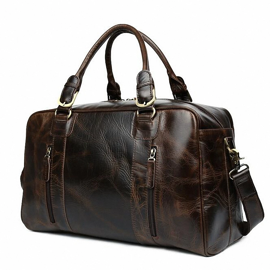 Новинка, мужская сумка из натуральной воловьей кожи высокого качества для путешествий, сумка для багажа, кожаная дорожная сумка, LI-1519