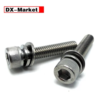 

M6 M8 M10 hexagon socket head cap bolt with double washer ,304 stainless steel screw with washers ,A020