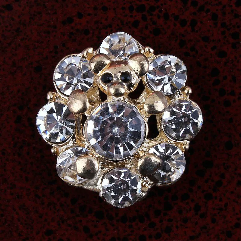 

30pcs/Lot 23mm Round Bear Rhinestone Button DIY Phone Case Decoration Metal Pada Rhinestone Flatback Embellishment Decoration
