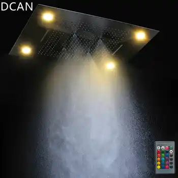 DCAN Multi Function Rainfall Shower Heads Led Light Remote Control Shower Head 600*800mm Ceiling Rain Shower Waterfall Massage