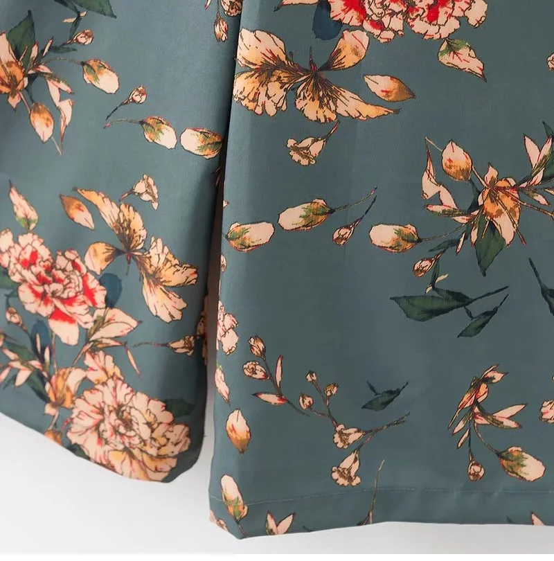 JuneLove винтажный этнический цветочный принт кимоно комбинезон Женская одежда в винтажном стиле свободные широкие брюки пояса Комбинезоны повседневные Комбинезоны