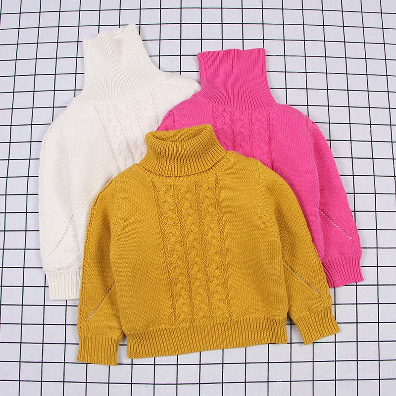

Winter Baby Girls pullover Sweater Thick Kids Cardigan Sweater for Girls Turtleneck Cotton Children Sweater Girl 1-6T 014
