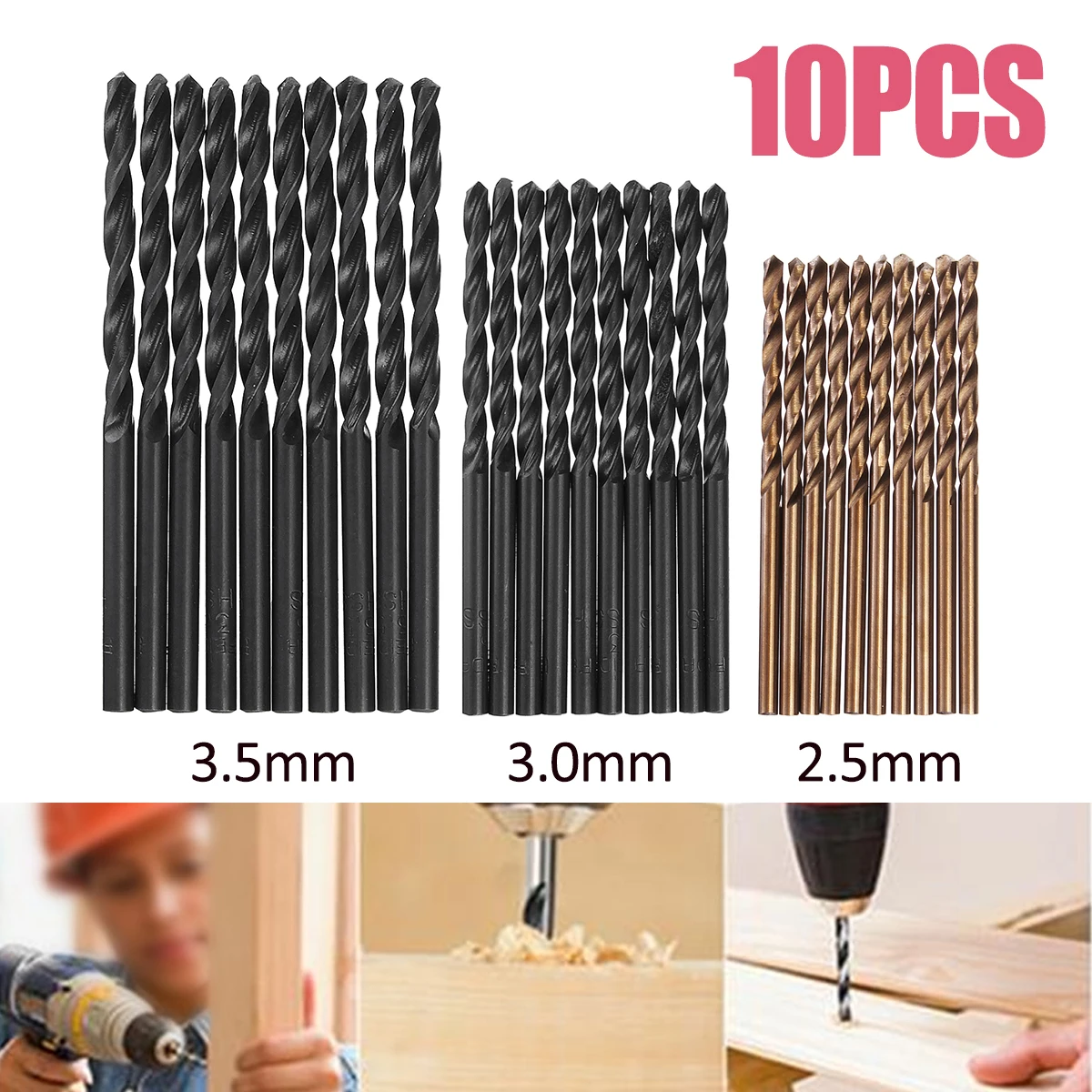 Buy 10 Pcs 2.5/3.0/3.5mm HSS Twist Drills Bit Set