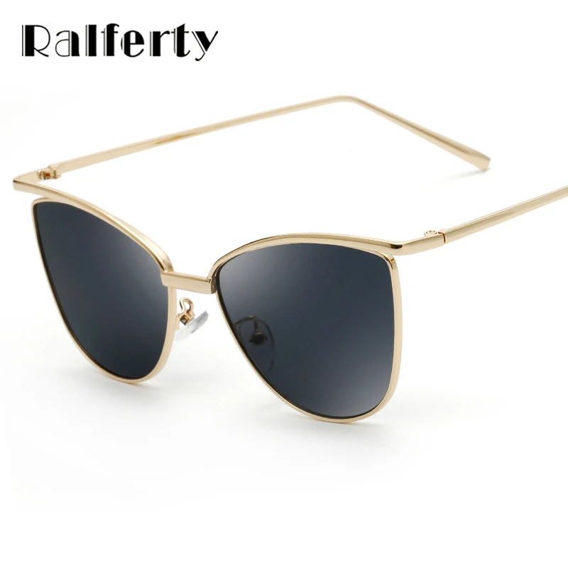 

Ralferty Unique Simple Cat Eye Sunglasses Women Rose Gold Frame Mirrored Sun Glasses Cateye Shades Oculos lunette femme 2262