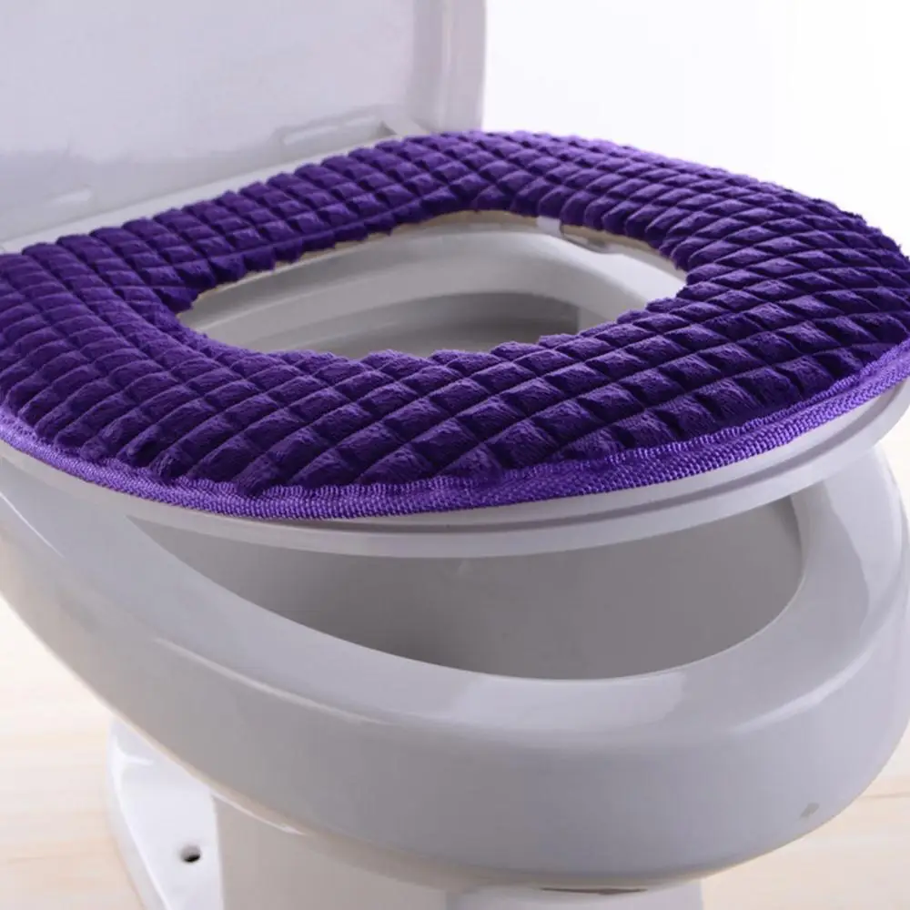 Diamond Toilet Seat Mat Set Solid Color Warmer Mat Toilet Seat Cover