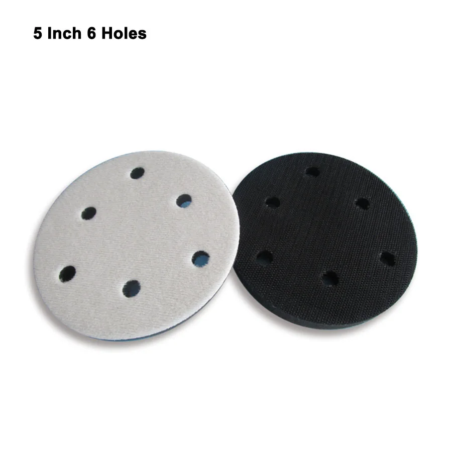 1-10 шт 5 дюймов 125 мм мягкая губка интерфейс коврик для шлифовальный диск-подошва крюк и петля шлифовальные диски абразивные инструменты - Цвет: 6 Holes