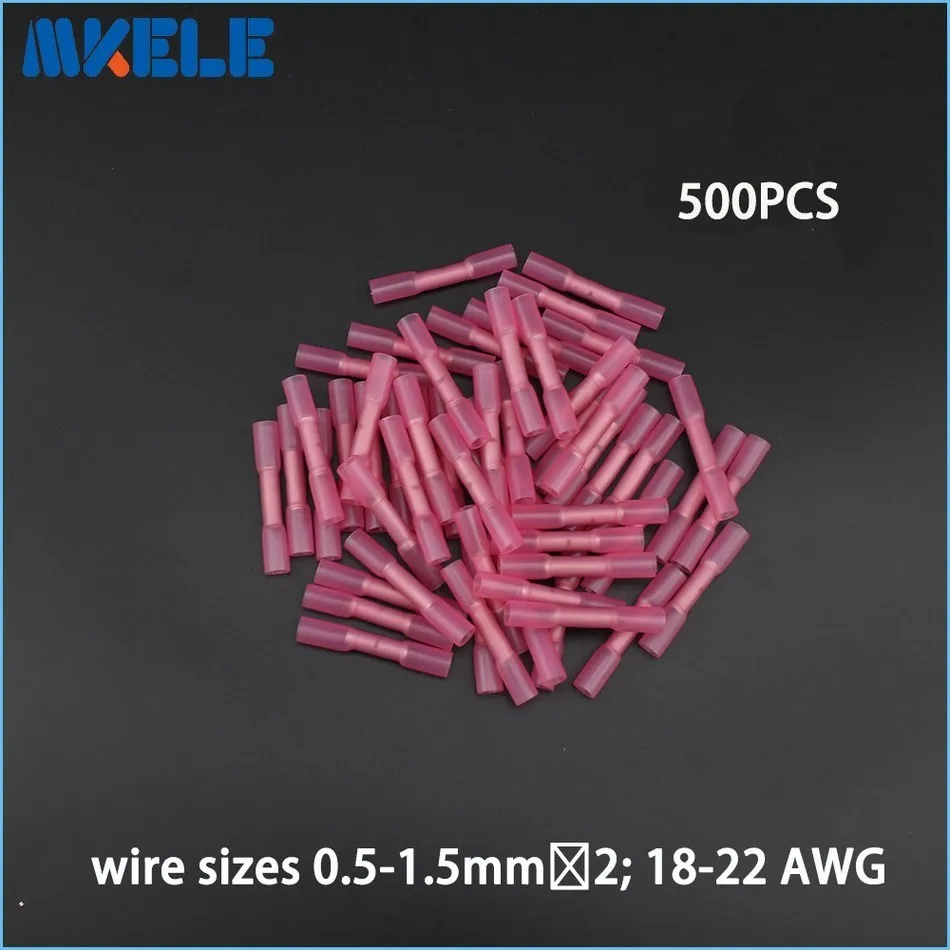 500pcs Insulated Heat Shrink Butt Connectors Wire Electrical Crimp Terminals 22 18AWG Kit|shrink butt|butt connectorsheat shrink butt connectors |