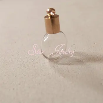 

100pcs/lot bottle external diam is 5mm clear glass vial rice bottle flat back +gold cap/pdbq(need glue)/#ft