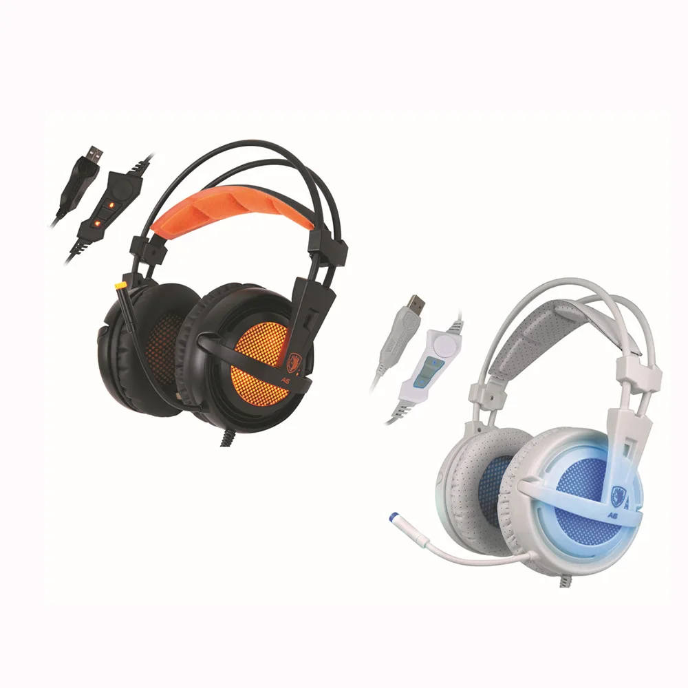 

Sades A6 USB 7.1 Surround Sound USB Stereo Gaming Headphones Over Ear Noise Isolating Breathing LED Lights Headset for PC Gamer