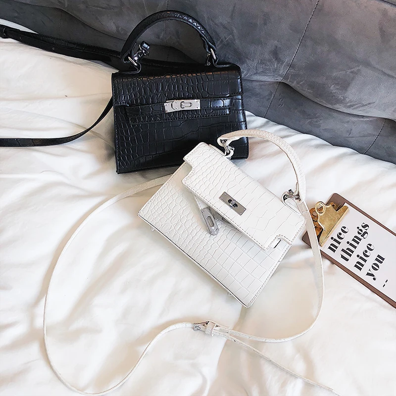 

Brand High Quality Alligator Leather Crossbody Bags Women Mini Flap Women Messenger Bags Fashion Lock Tote Bag Ladies Saffiano
