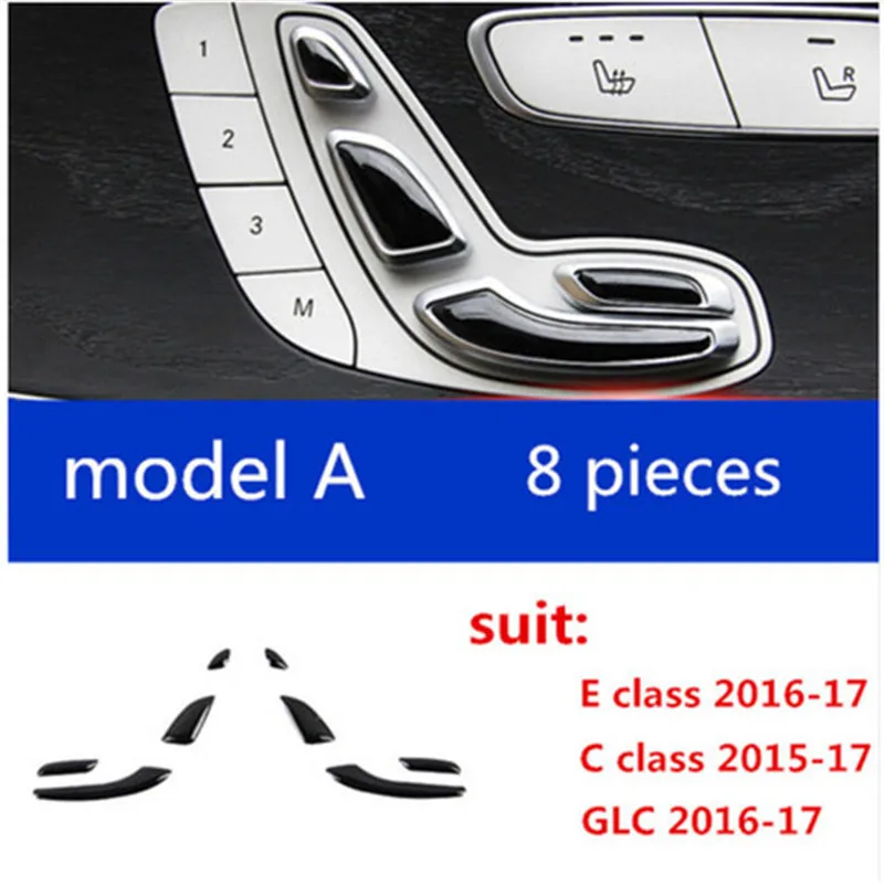 

BBQ@FUKA New Styling Car 8pcs Door Seat Adjust Button Switch Cover Sticker Trim Set Fit For Mercedes Benz E Class W213 2016 2017