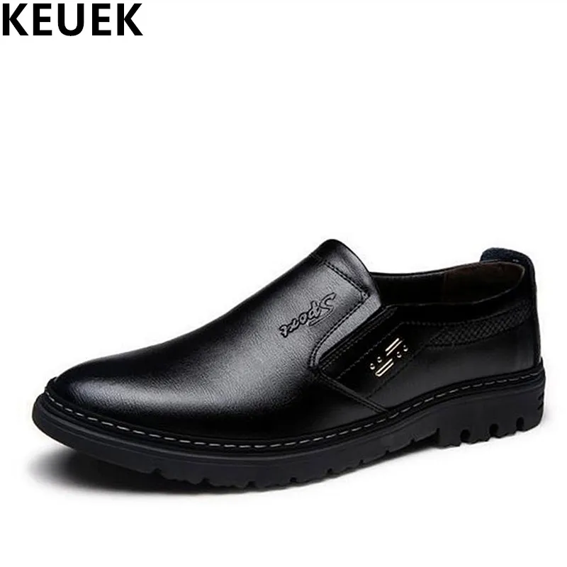 

Spring Autumn Men Genuine leather Casual shoes Slip-On Fashion Breathable Flats Male Loafers Office business dress shoes 3A