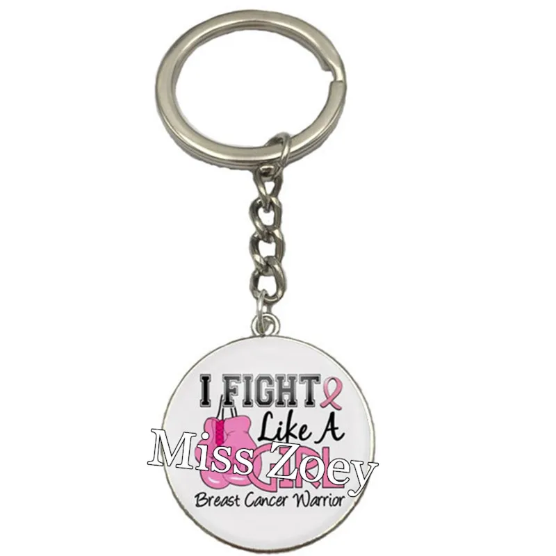 

PBR067(12), can be customized Breast Cancer Awareness Pink Ribbon Roundel Key Chains Ring For Women Keychain Promotion Jewelry