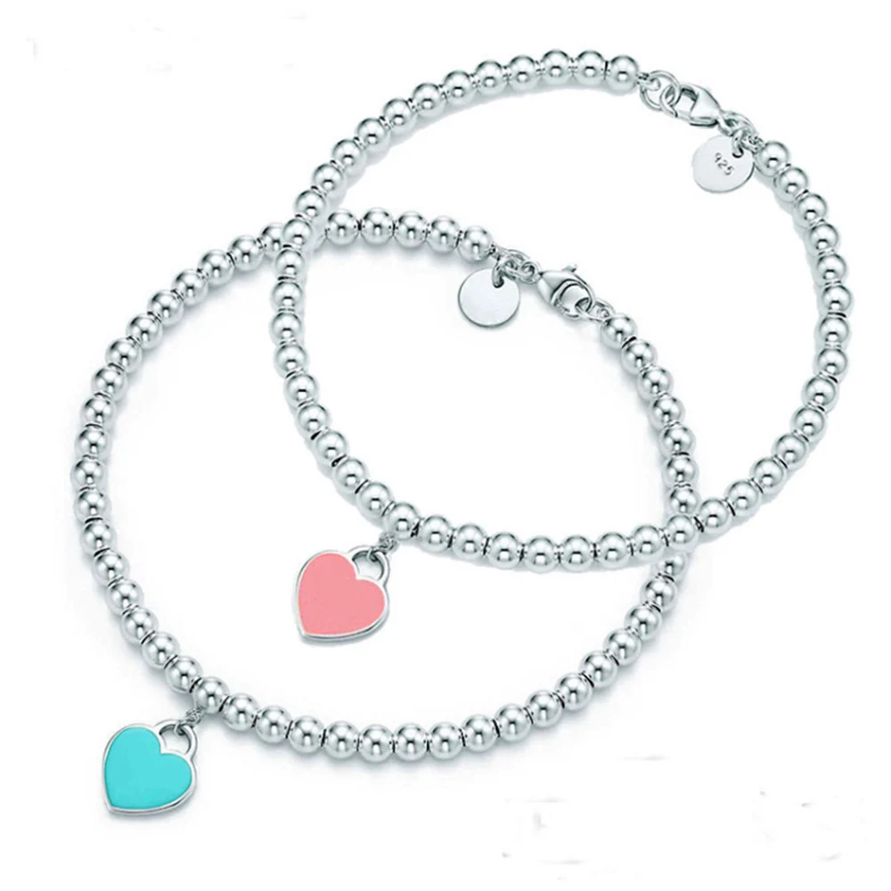 

Infinity Authentic 100% 925 Sterling Silver Bracelet Green&Pink Heart Bracelet For Women Romantic Gift Charm Bracelet TF logo