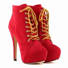 2015 Mujeres de Moda Las Botas Botas Militares Hombre 14 CM Tacones Altos nuevo Llega Barato Modest Elegante Botines Con Cordones En Stocks