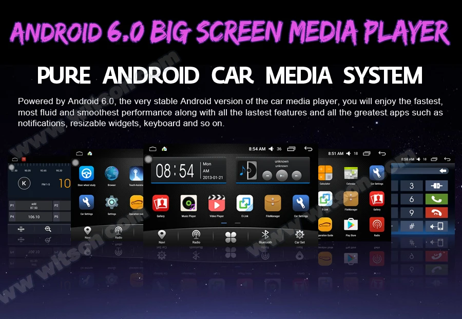 WITSON Android 6,0 четырехъядерный 1 ГБ ОЗУ 16 Гб флэш Универсальный двойной Din с тонкий DVD корпус дизайн+ 1024x600 HD+ DVR/wifi+ DSP+ DAB+ OBD