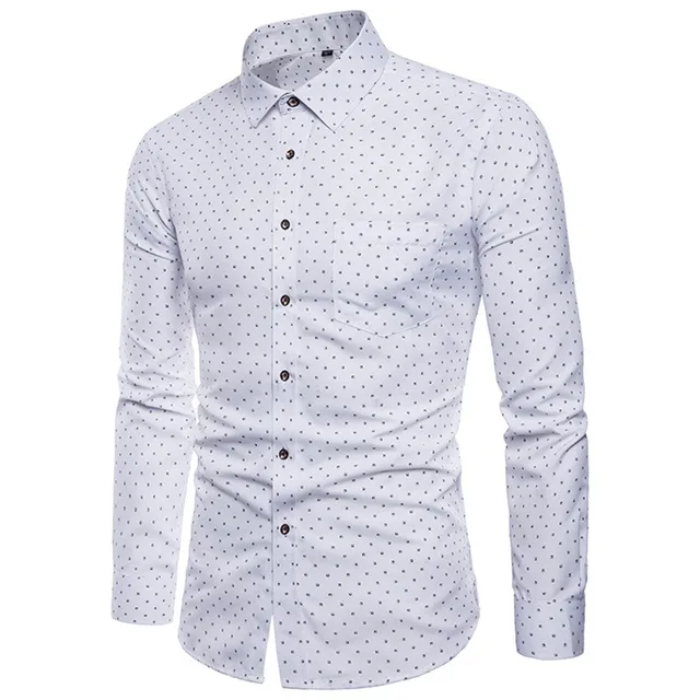 White Shirt Men Print Hot Sale Casual Shirts Vintage Male Street Blouse ...