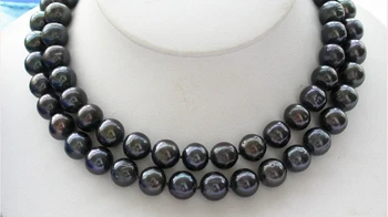 

BEAUTIFUL 30" 12mm black round freshwater pearl NECKLACE