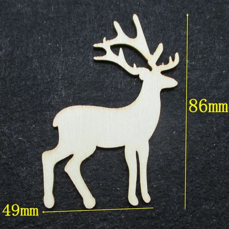 48 шт./лот пакет) 49*86 мм пустые деревянные Sika олень ремесла лазерные деревянные ремесла вечерние свадебные украшения DIY аксессуары A130