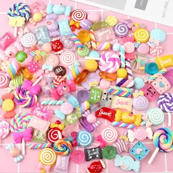 

100pcs Mixed Resin Flatback Candy Lollipop Beads For Jewelry Epoxy Resin Fillers Craft Scrapbooking DIY Making