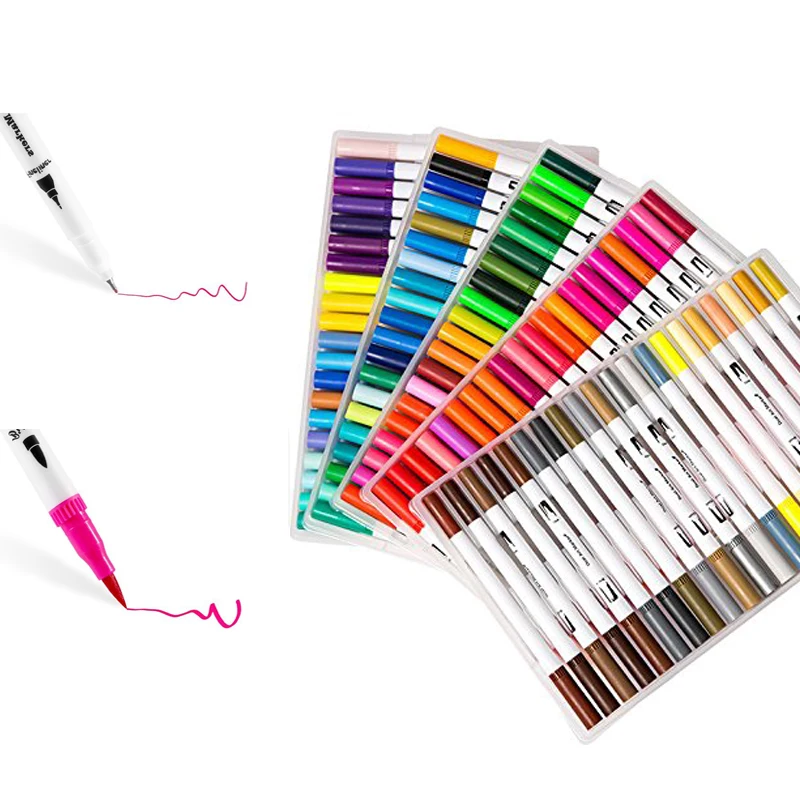

Two hand brush watercolor markers set for the artist stationery sketch drawing pens for school water brush pen calligraph