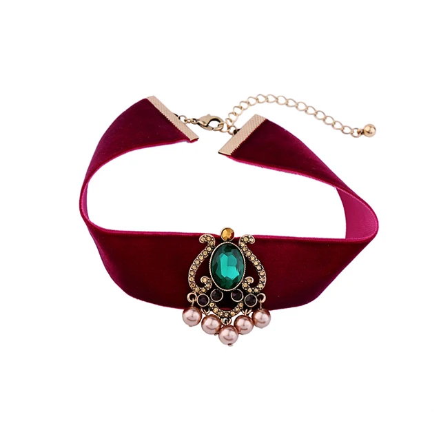 Bulk Price 2017 Trendy Velvet Choker Necklace Wide Red Ribbon Bulk Price 2017 Trendy Velvet Choker Necklace Wide Red Ribbon Vintage Retro Graceful Green India Style Collar