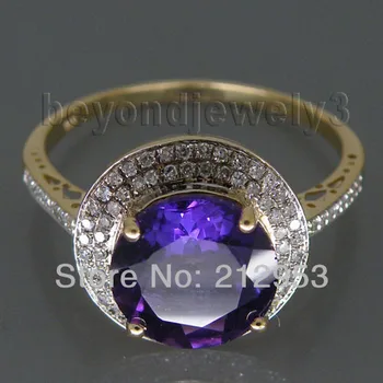 

New Vintage Round 10x10mm 14Kt Yellow Gold Natural Amethyst Ring WR0015