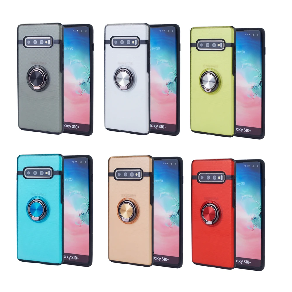 

Shockproof Ring Stand Hard Case Clear PC Back Phone Case For Samsung S10 S10 Plus S10 Lite Cover