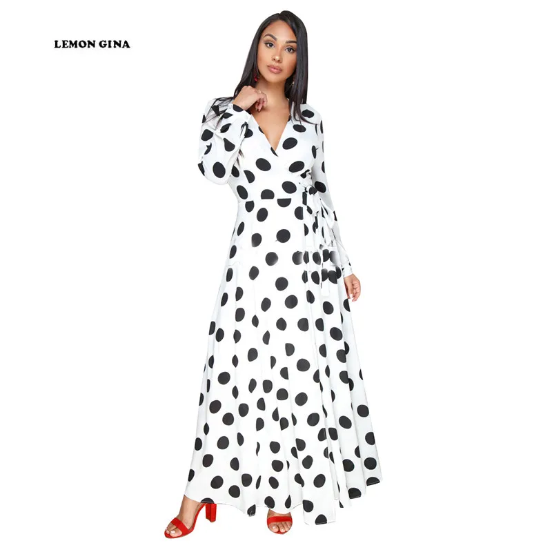 Лимон Gina S-XXXL Для женщин длинное летнее платье модное Повседневное точка Винтаж