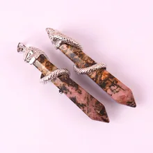 Ожерелье Натуральный камень розовый Родонит подвеска-бусы украшение Змея 1 шт. K2013