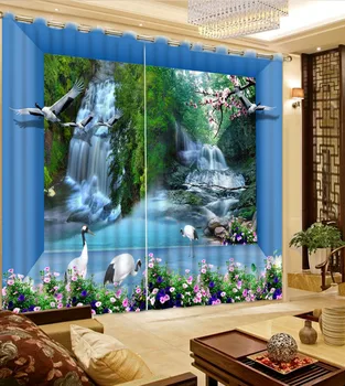 

Luxury Blackout 3D Window Curtains For Living Room Bedroom Customized size scenery curtains waterfall curtain
