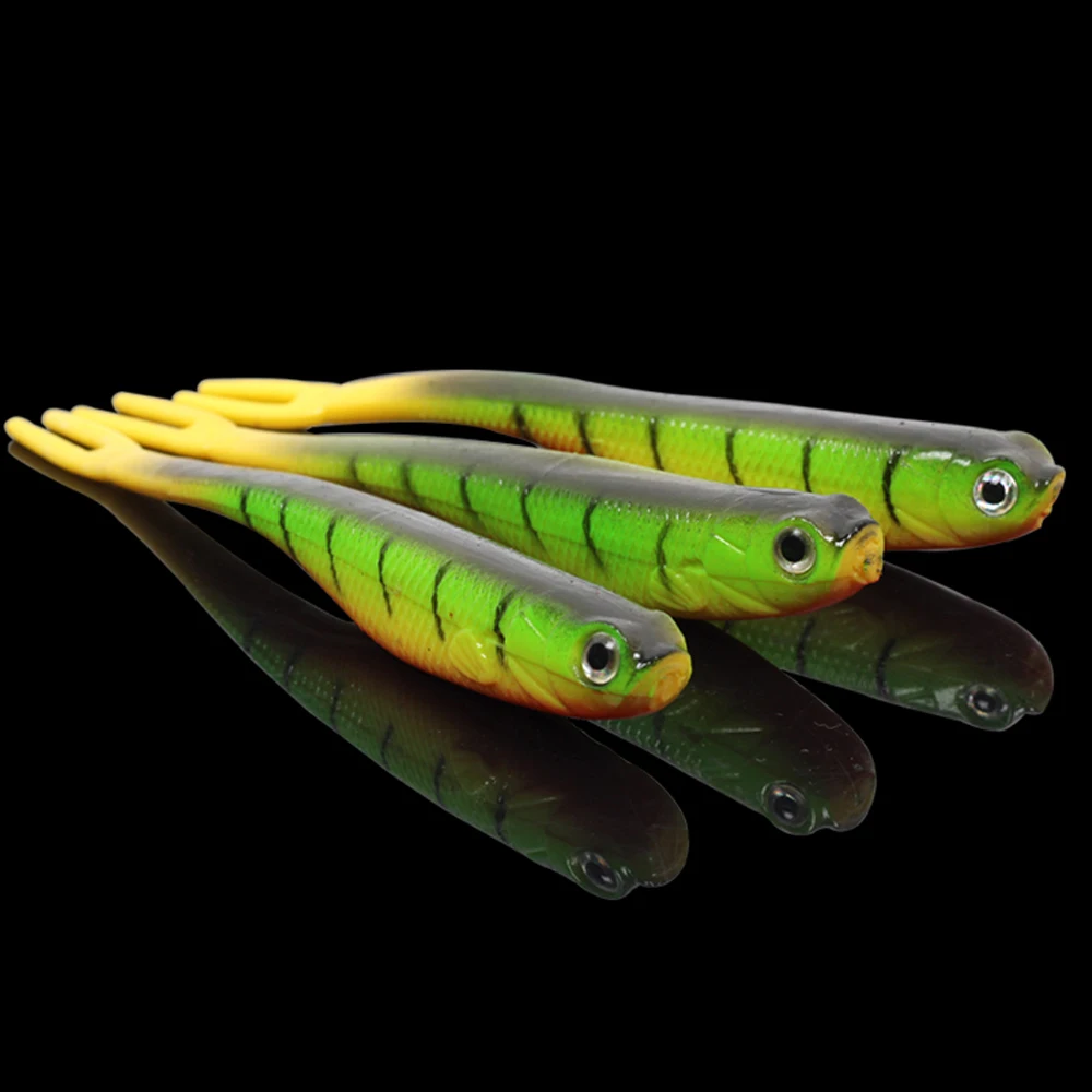 TSURINOYA 12Pcs 120mm8.4g Soft Bait Leopard Print Green Fishing Lure