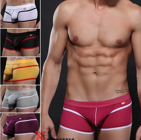 

Wj 2014 high-elastic nylon fabric breathable u bags network-well male boxer panties male underwaer