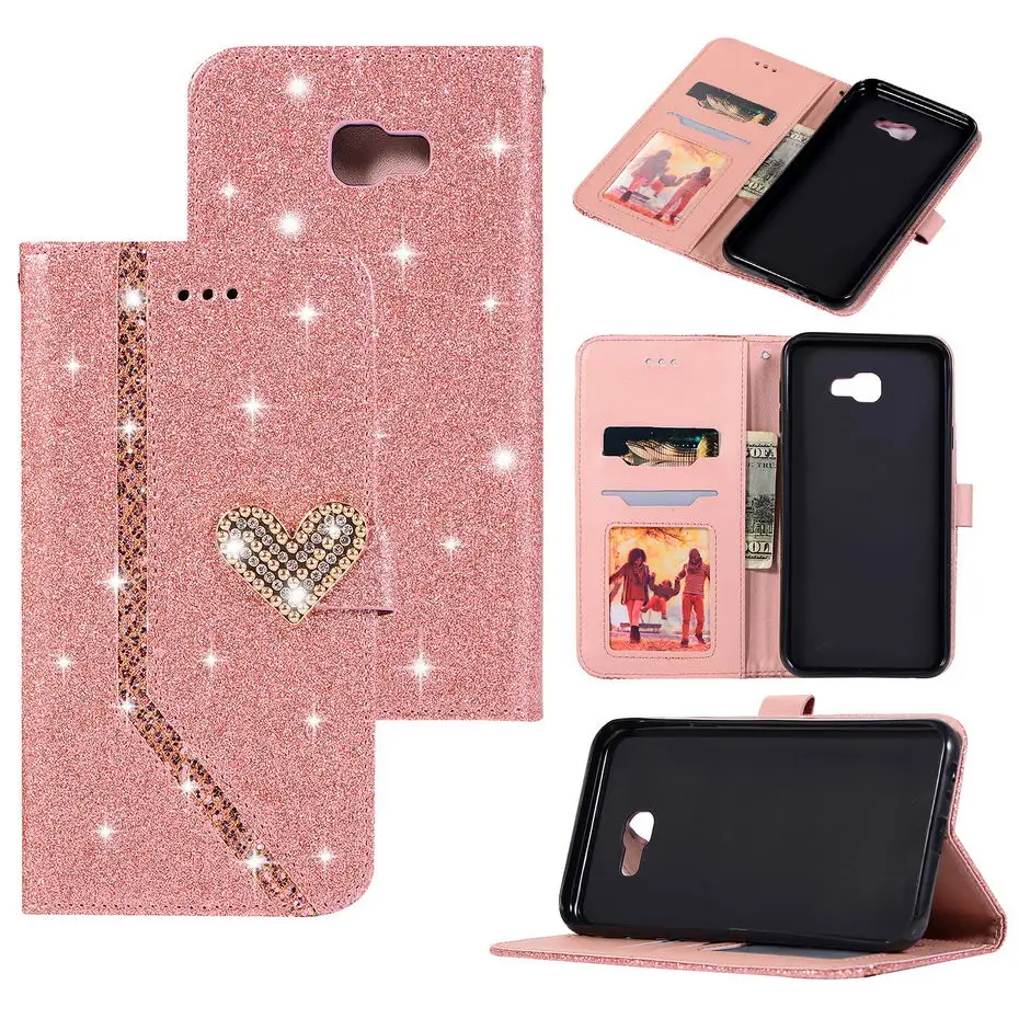 Glittering Flip PU Leather Phone Case For Samsung Galaxy J4 Plus Case For Samsung Galaxy J4 Plus 2018 J415F J415 SM-J415F Case