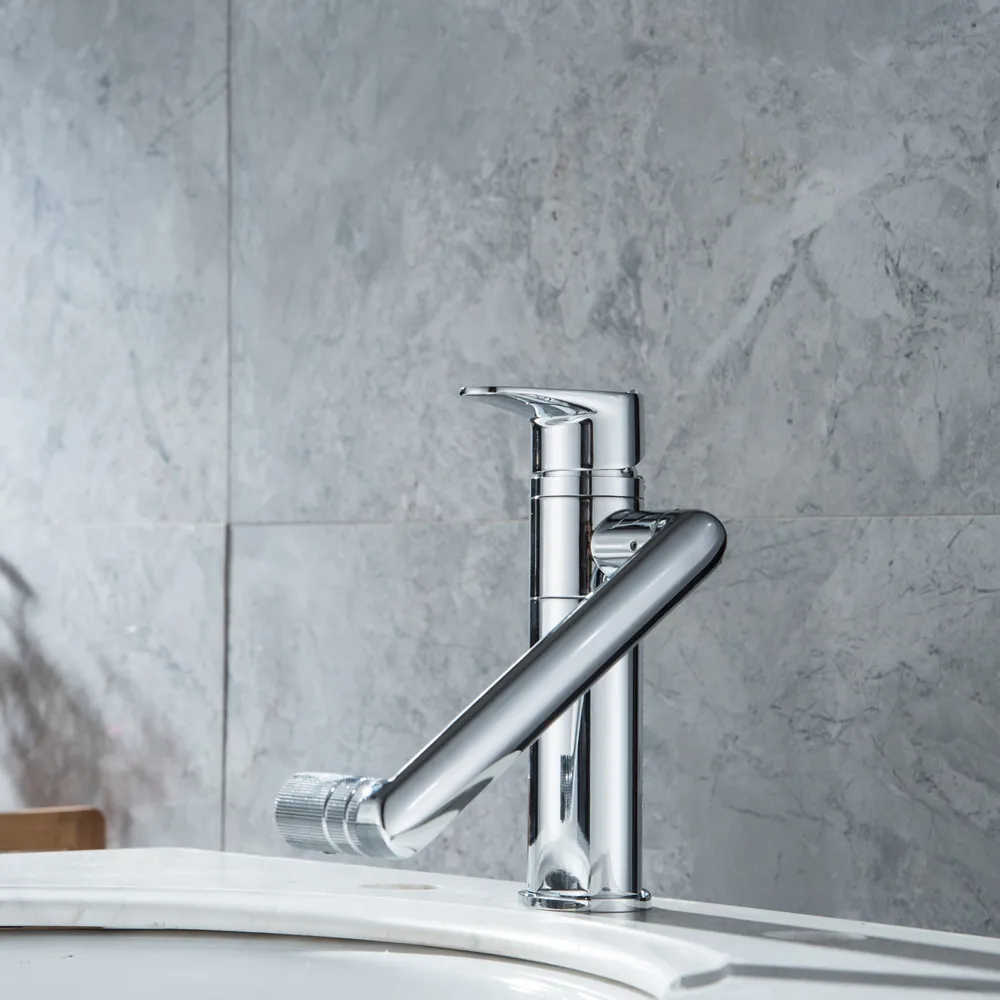 Deck Mounted Modern Chrome Finish Bathroom Hot And Cold Sink Basin Faucet Any Direction Rotating Hot And Cold Sink Water Tap 28