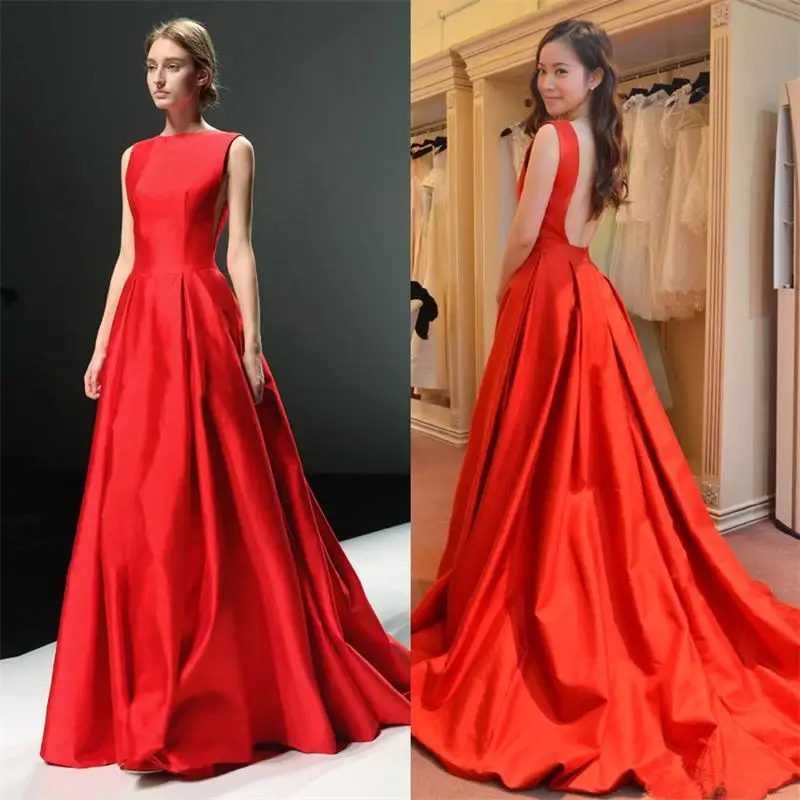 red backless evening gown