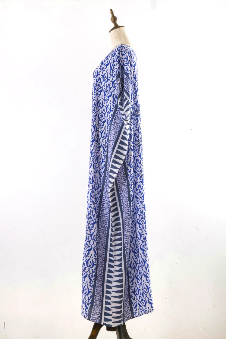 Long Beach Dress Cover up Caftan Floral-1