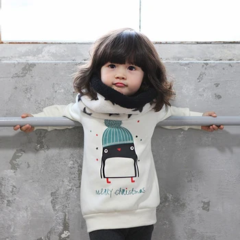 

Spring Thick Casual T Shirt Girl Top Clothing Winter Cute Sweatshirts for Girls Penguin Long-sleeve Warm T-shirt Children Tshirt