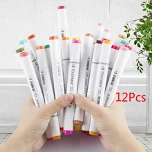 12 шт. TOUCHNEW профессиональные художественные маркеры Двуглавые на спиртовой основе эскизные ручки для рисования для школьных принадлежностей