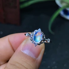 925 серебро натуральный лунный камень синего цвета женское кольцо стекло качество хорошее