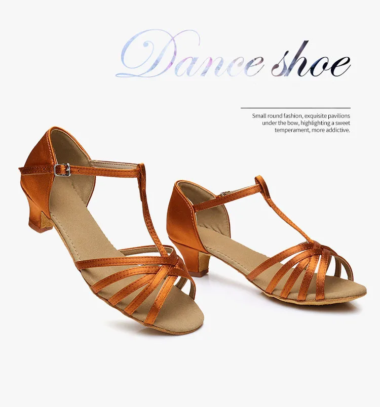 

New Satin Latin Dancing Shoes Party Tango Professional Ballroom Soft Sole Dance Shoes for Women Girls Kid Adult Heel 4cm A183X