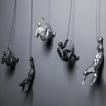 

Rock Climbing Figures Statue Abstract Retro People Resin Craftwork Living Room Home Wall Decorations Pendant L2867