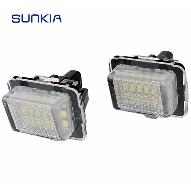 

SUNKIA 2Pcs/set Hot Sale LED License Number Plate Light for Benz W204/W205/W216/W218/W212/W221/W231/W222/CLA 6000K White