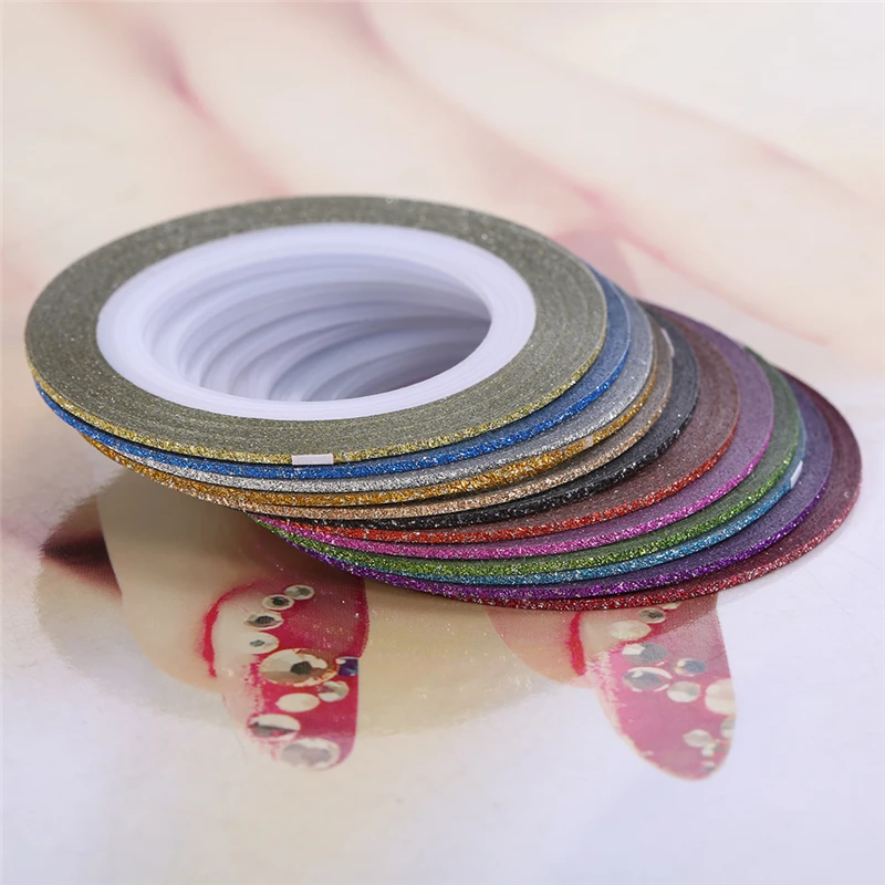 

12Pcs Rolls Striping Tape Line Nail Art Decoration Sticker DIY Nail Tips Glitter Nail DIY Styling Art Tips Decor