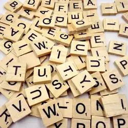 2017 Новый 100 деревянный Scrabble Плитки черные буквы Номера для Ремесла Дерево алфавитов 75