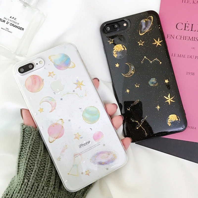 

Colorful Planet Luxury Bling Glitter Case For iPhone 7 8 6 6S Plus X XS MAX XR Back Cover Soft Silicone Phone Cases wholesale