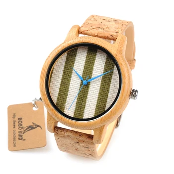 

BOBO BIRD WA29 Wooden Watch Blue Indexes White Green Clothes Constitute Dial Nice Women Bamboo Watches