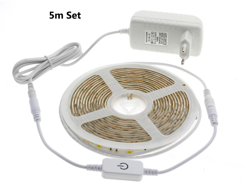 Водонепроницаемая светодиодная лента 5050 теплый белый с сенсорным переключателем затемнения 5 м 5050 Светодиодная лента 2,5 м 5 м 30 светодиодный s/M домашнее освещение