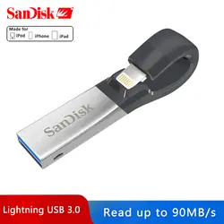 Sandisk USB флеш-накопитель 32 Гб 64 ГБ для iPhone 7, 7plus 6 5 5S Lightning-металлическая ручка-накопитель U диск для IOS 8,2 memory stick 128 ГБ