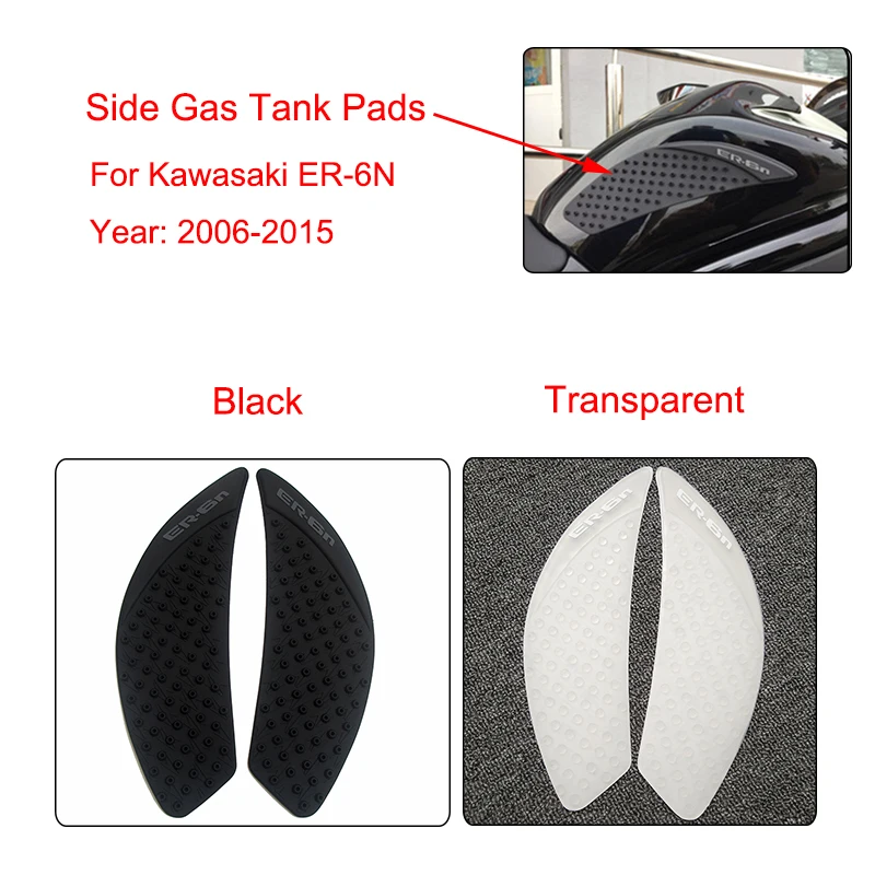 MTCLUB ER6N ER-6N ER 6N Motorcycle 3M Anti slip Fuel Tank Pad Side Gas Knee Grip Traction Pads for Kawasaki ER-6N 2006-2015 (1)
